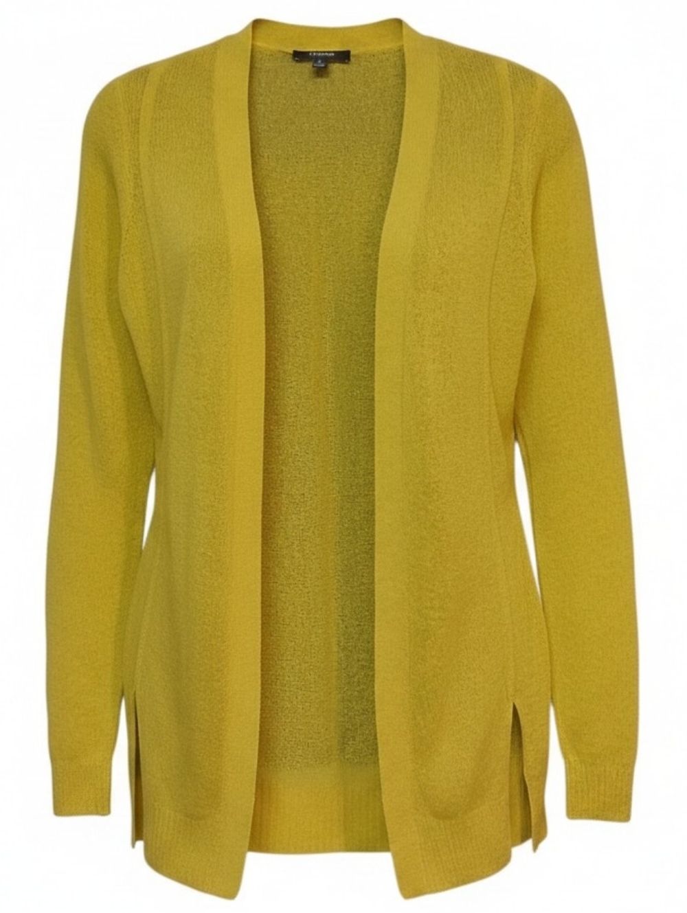 PREMISE - NWOT, Cardigan Sweater, Yellow Green, Open Front, Side Slits, Size Med